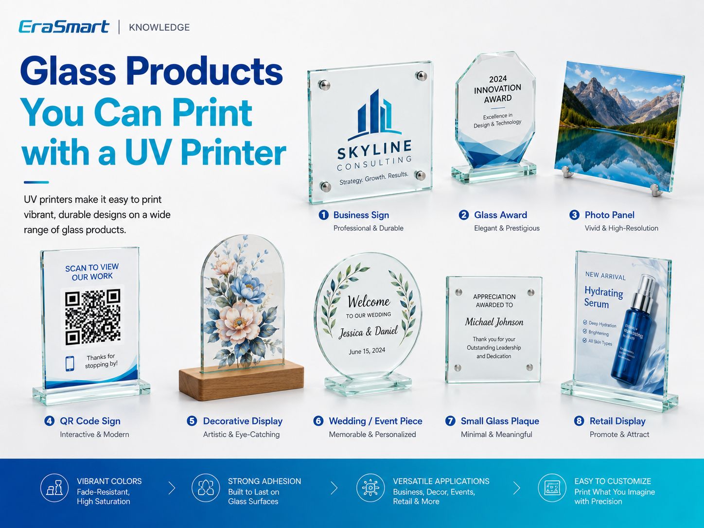 Produits en verre que vous pouvez imprimer avec une imprimante UV