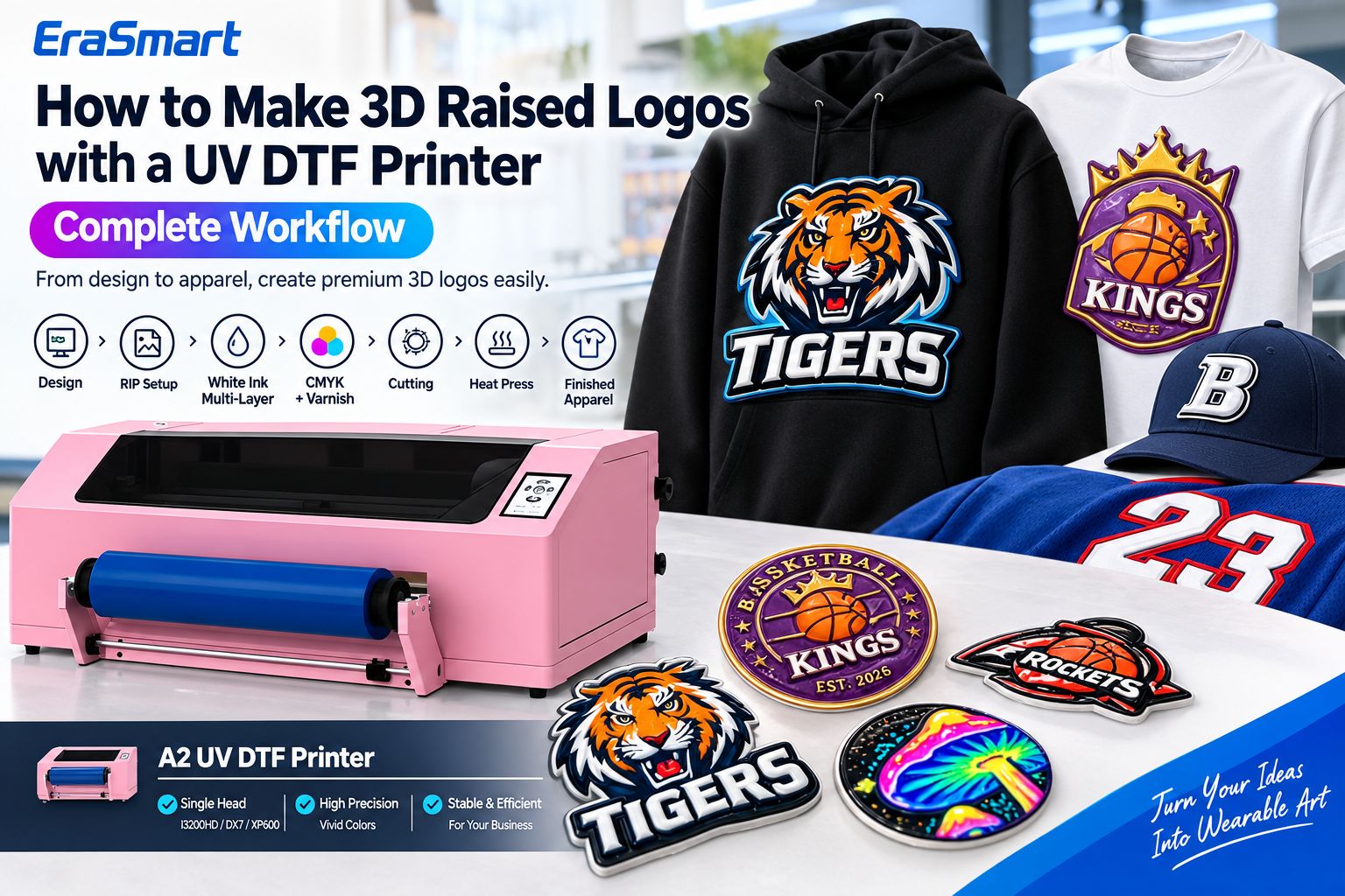 Equipment and materials for 3D raised logo printing