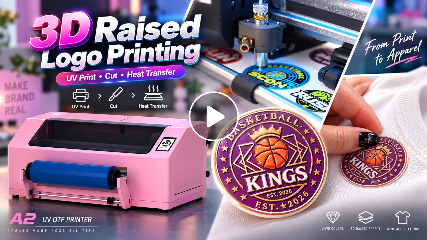 EraSmart 3D raised logo printing workflow video