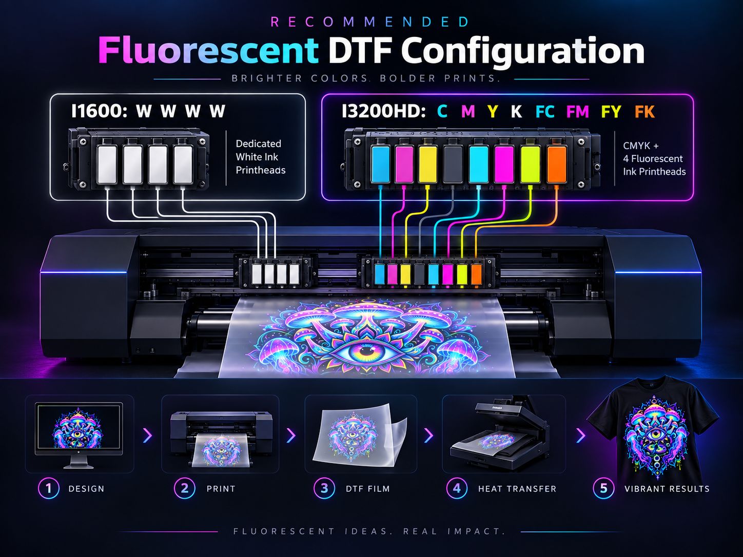 I1600 および I3200HD 蛍光 DTF 構成