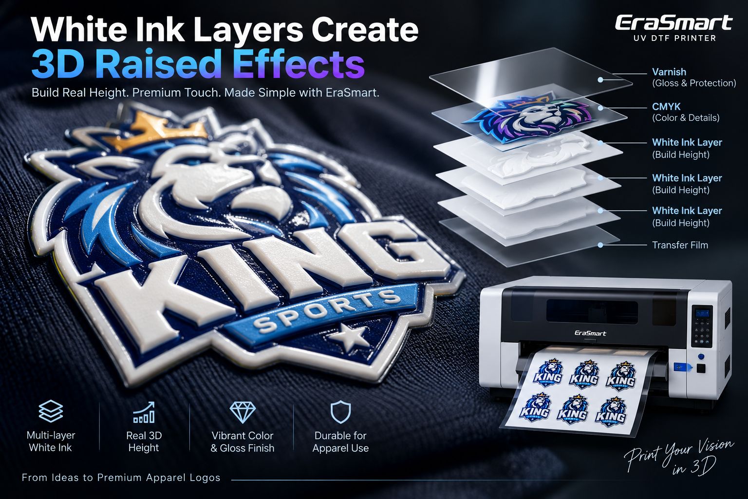 Too few versus optimal versus too many white ink layers