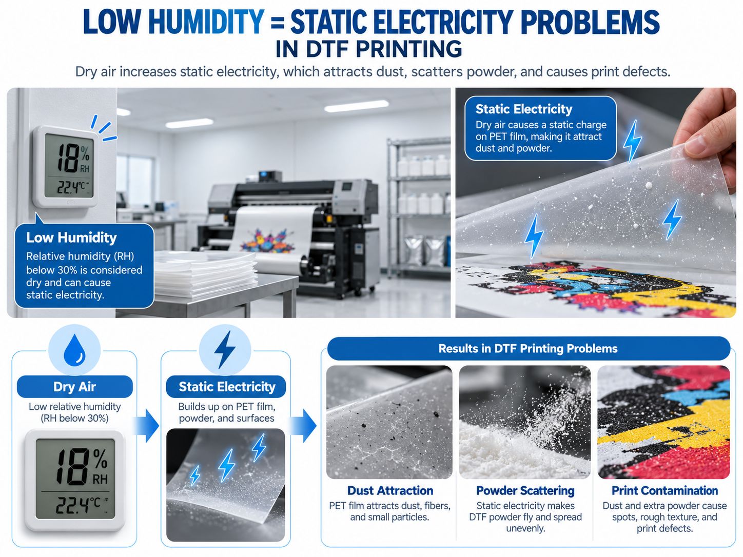 Low Humidity and Static Electricity in DTF Printing