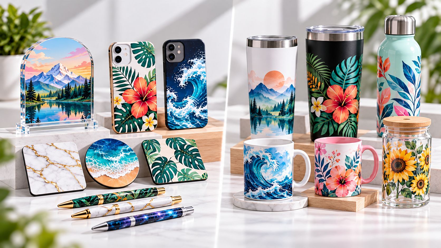 Comparison between UV flatbed printed rigid promotional products and UV DTF decorated drinkware